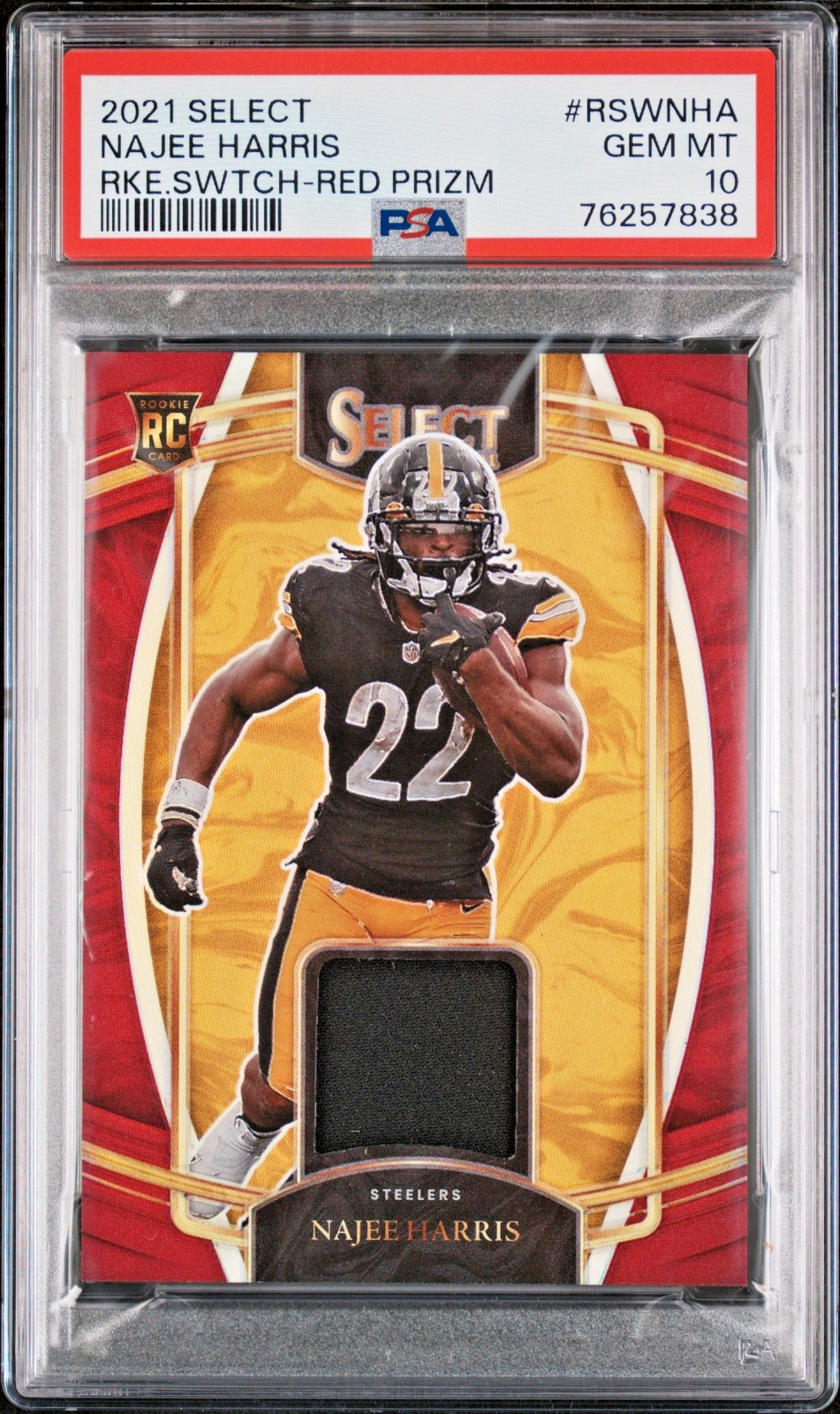 Najee Harris Panini Select Rookie Swatches #RSWNHA Red