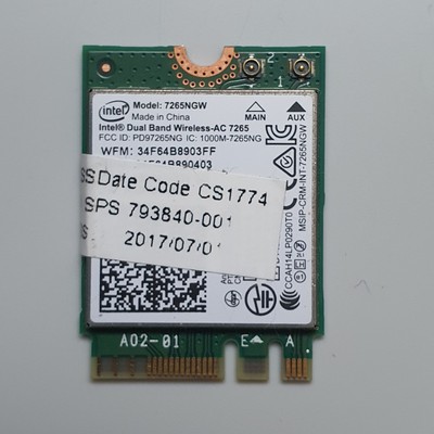 Intel Wireless-AC 7265 802.11ac, Dual Band,  Wi-Fi + Bluetooth 4.0 - (7265NGW)