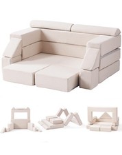 Kids Couch, Beige Modular Kids Play Couch, DIY-Style  Washable Toddler Sofa ...