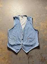 Vintage 70  s Levi  s Orange Tab Light Blue Denim Vest-Size Large