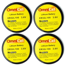 4x OmniCel ER32L100 3.6V 1.7Ah Sz 1/6D Lithium Battery Nickel Pin Telematics