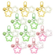 10Pcs Star Keychain, Keychain Charms, Green/Yellow/Pink