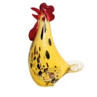 Vintage Hand Blown Art Glass Chicken Rooster Figurine Yellow Speckled Red Murano