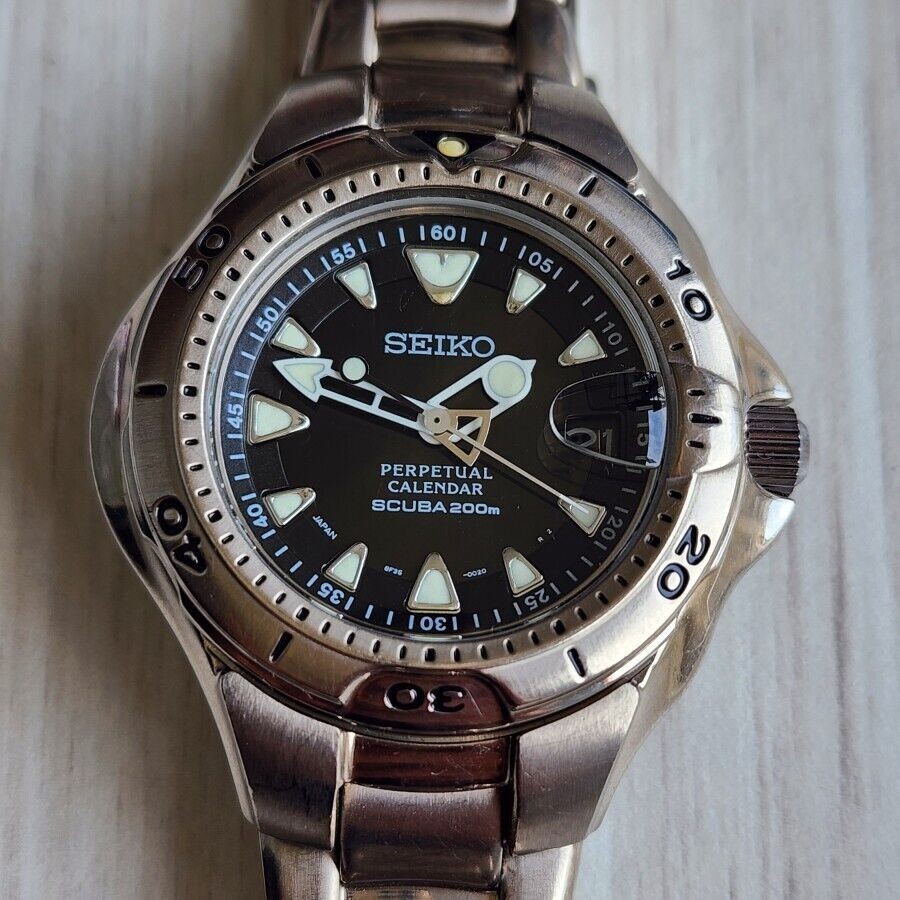 RARE Seiko Perpetual Calendar Scuba Titanium 8F35-0020 JDM Vintage