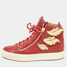 Giuseppe Zanotti Red Leather Coby High Top Sneakers taglia 40
