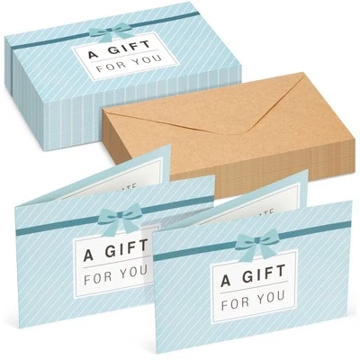 JUVALE 36 Pack Blank Paper Gift Certificates with Envelopes for Small Business, 4 x 6"