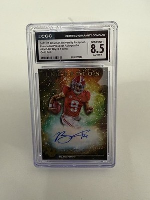 Bryce Young Auto 24/50 2022-23 Bowman Inception CGC 8,5
