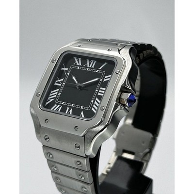 NH35 Automatic Square Watch 38mm | Roman Dial Black | Sapphire Crystal | Steel
