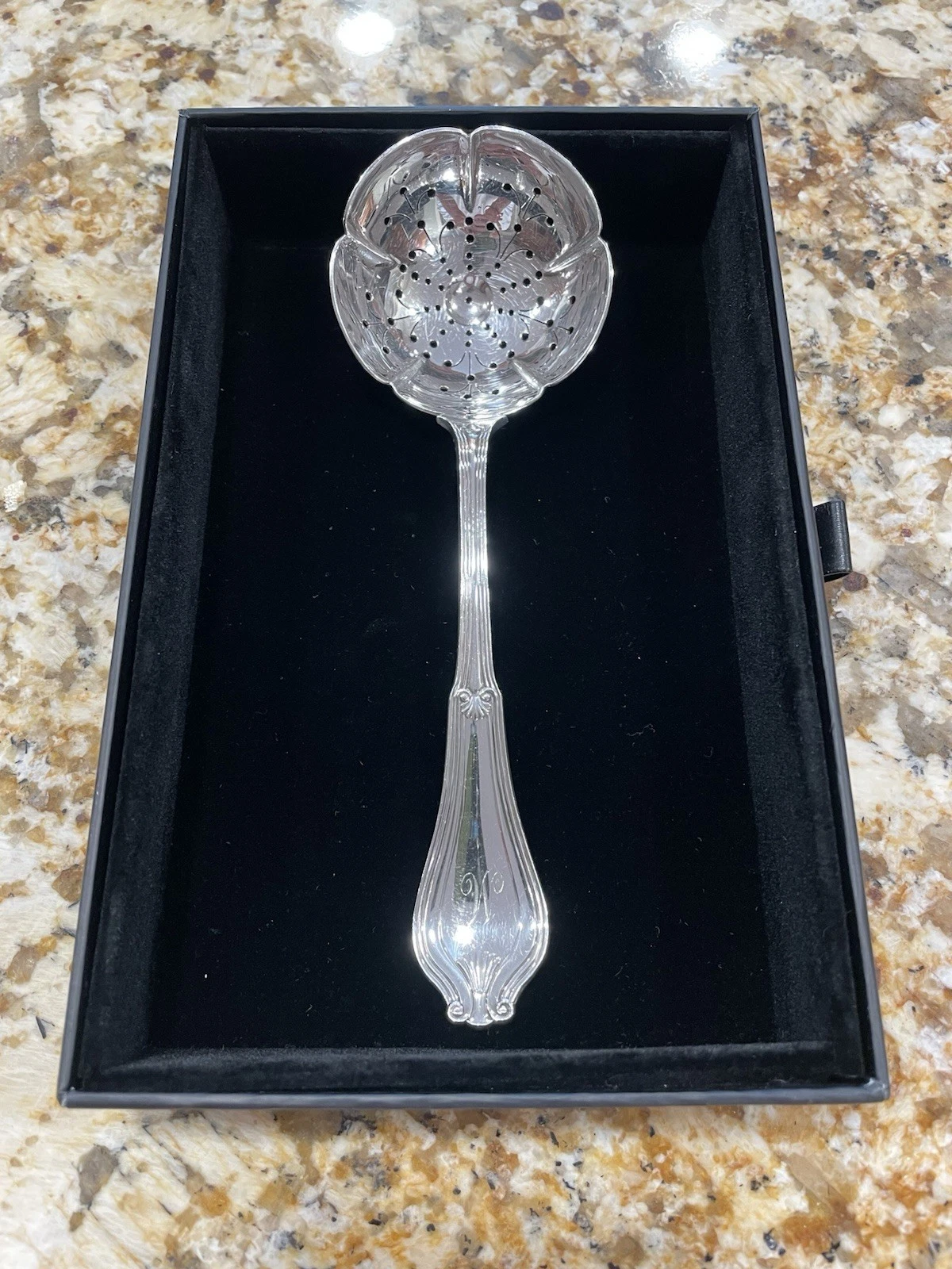 1.9 Oz Silver Antique Authentic Tiffany & Co. Tea Strainer 7” Ornate ca. 1850