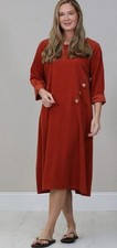 Made in Italy Rust Orange Cotton Button Corduroy Dress Plus One Size 14–18