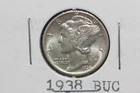 1938-p Mercury Head Dime - BU- High Mint Luster.