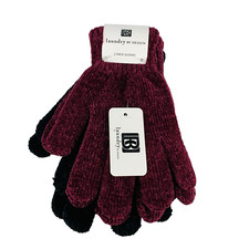 NEW 2 Pack Womens Gloves Laundry by Design Plush Soft Knit Maroon Black AC A1