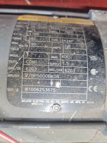 Baldor CDP3440 3/4 .75 HP 90 VDC 1750 RPM 7.6 A Motor 56C 5/8" Shaft TEFC