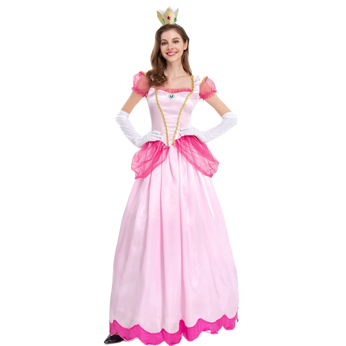 slim fit dress slacks Glinda Cosplay Costume Soft Pink Vintage Dress COSFUN