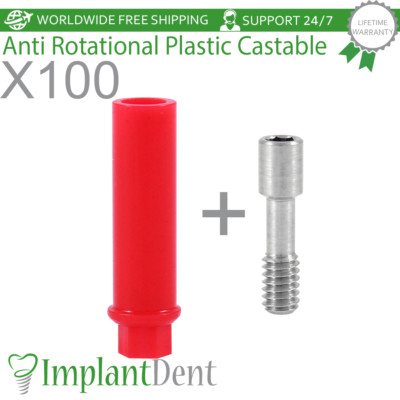 100x Anti-Rotation Kunststoff Gießbar Zahnprothese Int Sechskant-System 2,42 mm