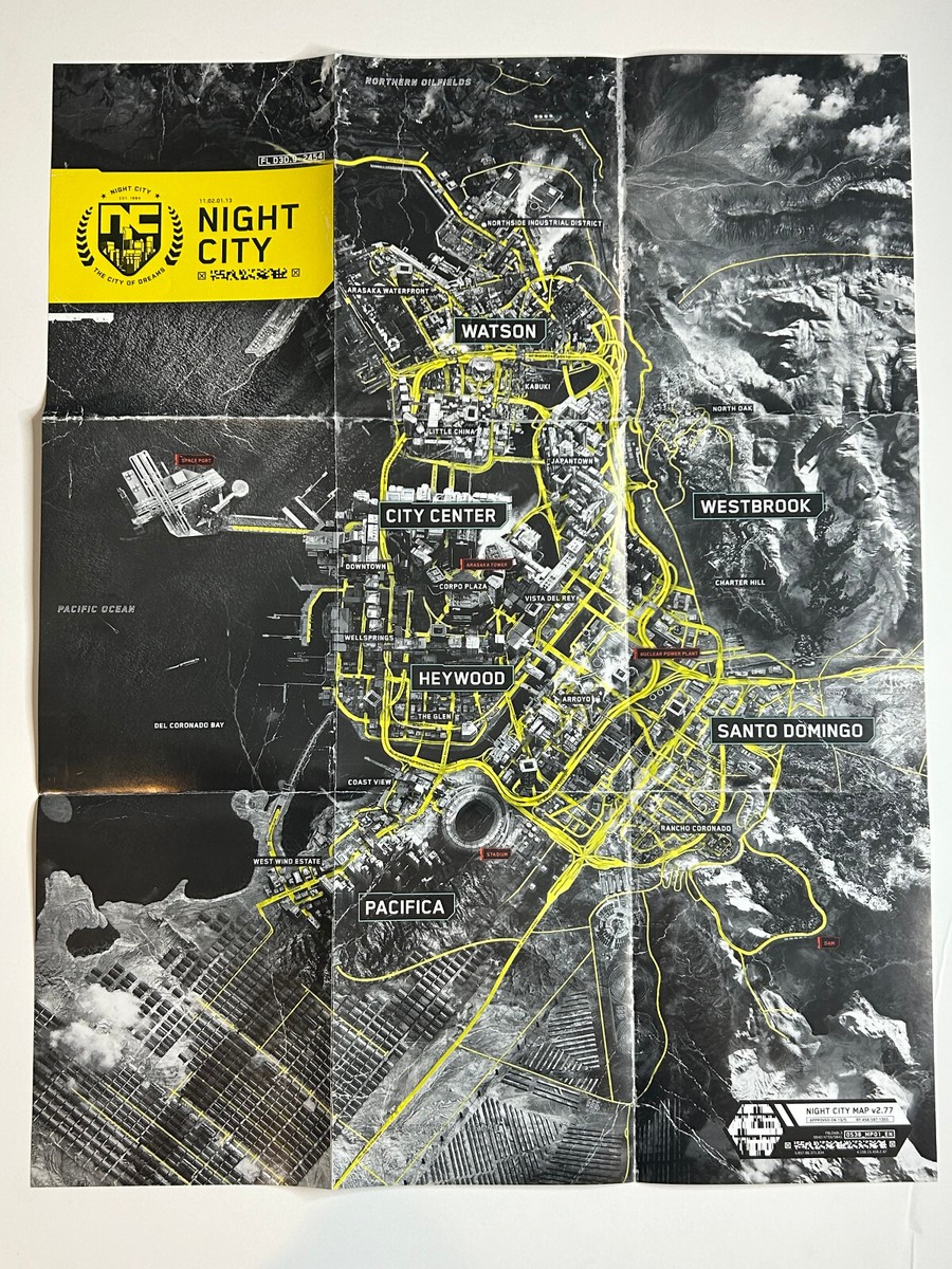 Cyberpunk 2077 EXTRAS - 2x Night City Map 6x Postcards 10x