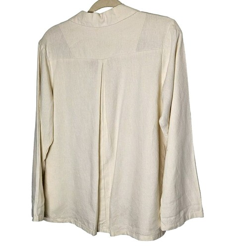 Sympatico HEMP TENCEL Button Up Tunic Blouse Top Sz S Cream Lagenlook Boxy - Imagen 2 de 7