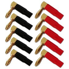 ✅ Bananenstecker 4mm vergoldet Winkel Goldstecker Lautsprecher 90 Grad Stecker