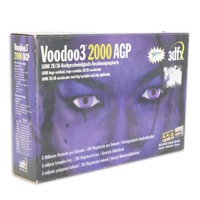 3DFX Voodoo 3 2000 AGP OVP 16MB SDRAM Grafikkarte 2D/3D Beschleuniger [H]