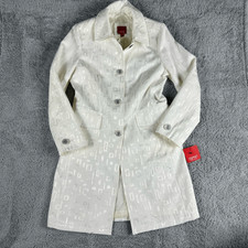 Esprit Outerwear Women's Full Length Coat M White Collar Buttons