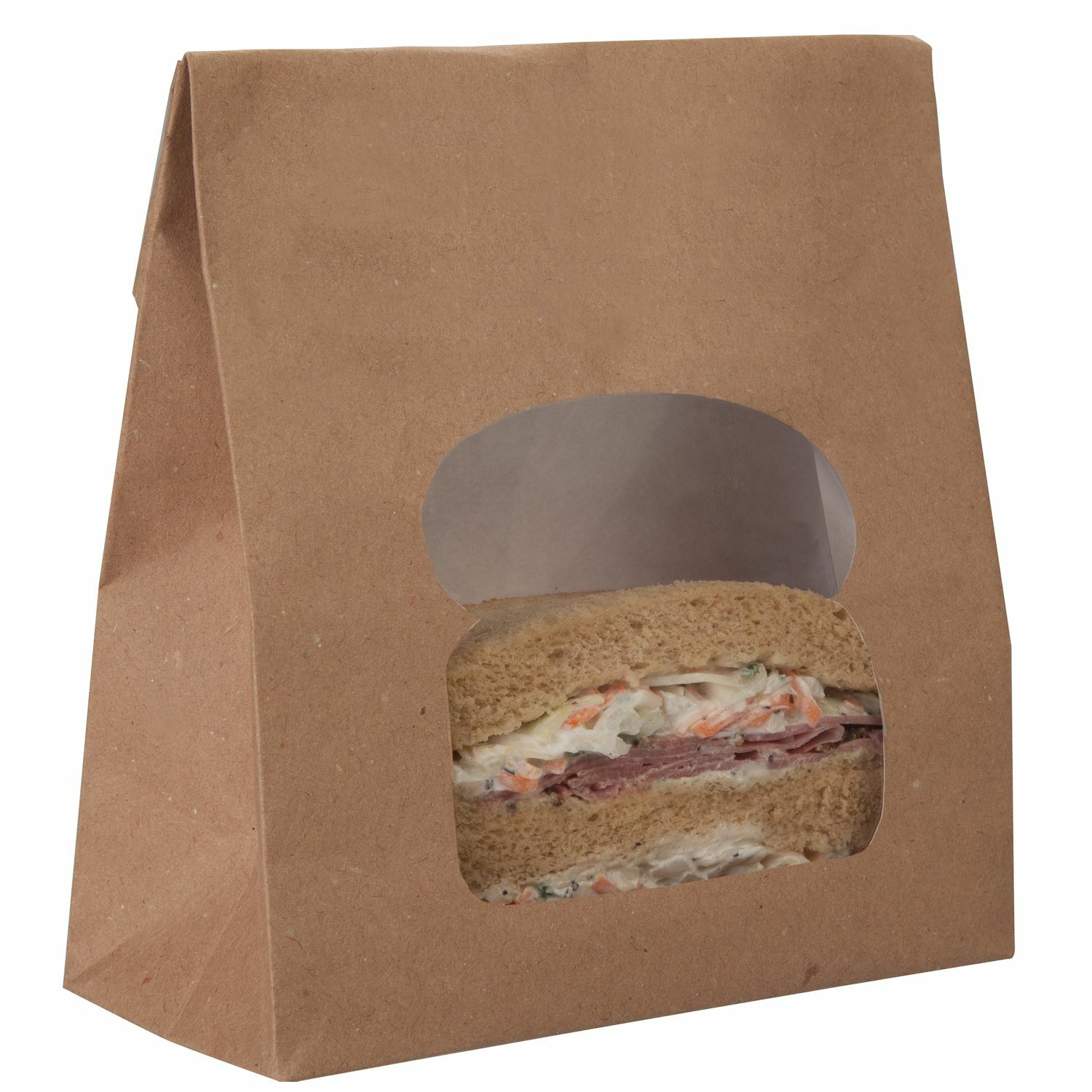 Sandwich Bag with Window Kraft Laminated Paper Takeaway Food Bags Pack of 250