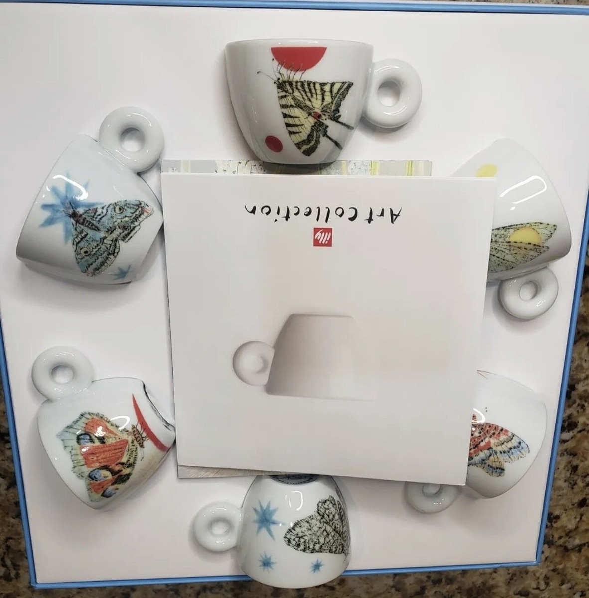 Illy KiKi Smith 6 Espresso Cups Saucers Signed Butterfly Art