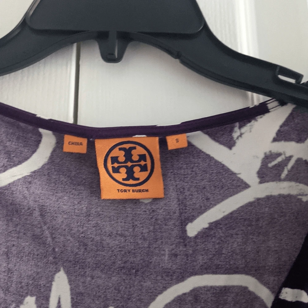 Abito TORY BURCH viola sogno Francis graffiti seta collo cappuccio