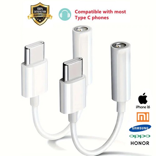 2Pack USB Type C TO 3.5mm AUX Audio Jack Headphone Adapter Cable For iPhone16 15