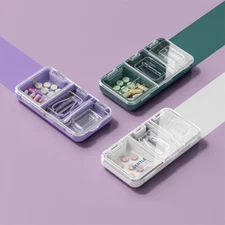 Pill Crusher Cutter Portable 3 in 1 Pill Cutter Medicine Grinder Container