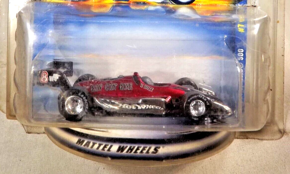 2001 Hot Wheels Final Run 7/12 HOT WHEELS 500 Dark Red w/Real Riders GDYR DD Sp - Image 3 of 4