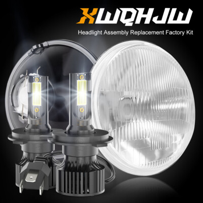 7 Inch led GLASS Headlight Round,  CLASSIC LOOK Conversion Chrome