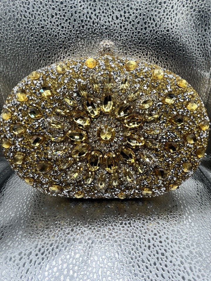 New, Ladies Gold Crystal Style Clutch Bag. eBay