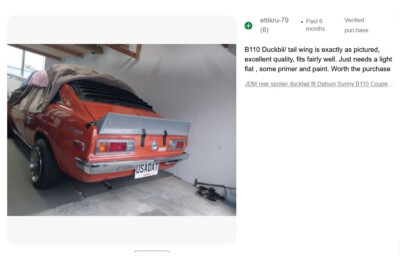 JDM rear spoiler ducktail fit Datsun Sunny B110 Coupe nissan kb110