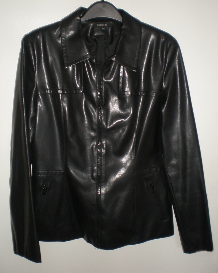 KOOKAI Black Faux Leather Jacket, size UK 12/ EU 40