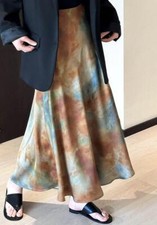 women A-line skirt New Chinese style sfumato gradient skirt midi skirt Fashion