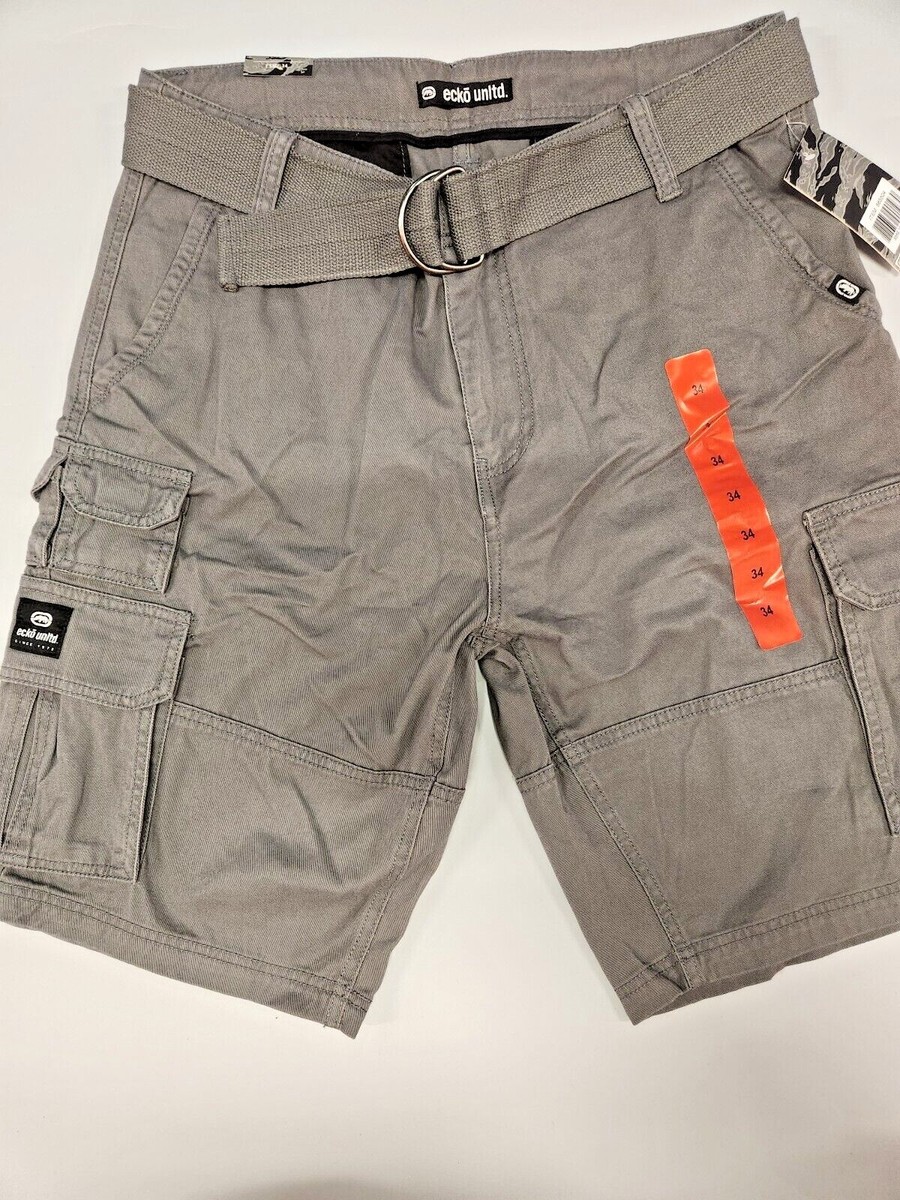 NWT Men's Ecko Unltd. Belted Cargo Shorts Grey 569 ACE 501 Carrier