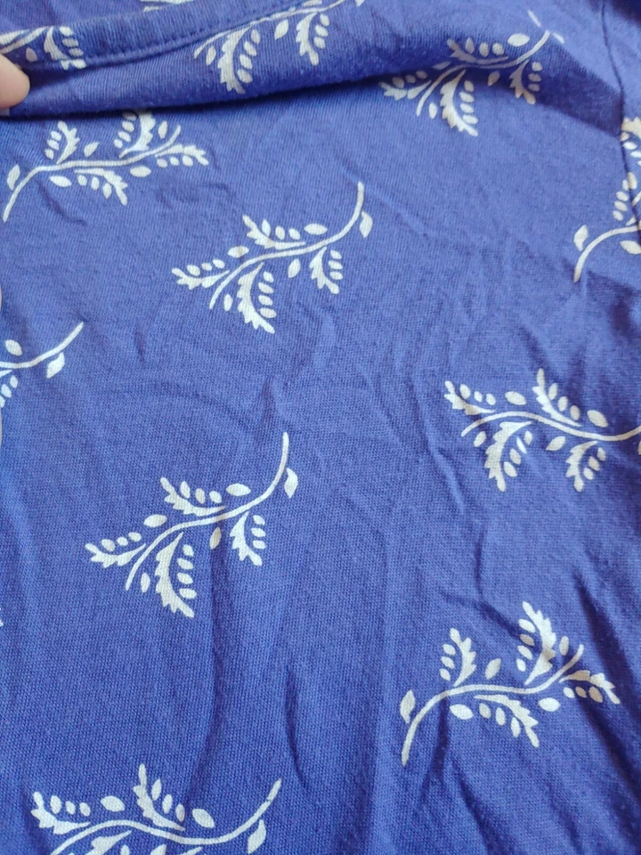 Vestido antiguo azul marino para niñas pequeñas talla 4T patrón de hojas moradas Foto 2 de 4