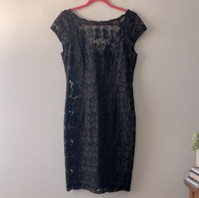 Vintage CHETTA B Black Lace Dress Date Night Sheer Backless Cocktail Size 8  | eBay