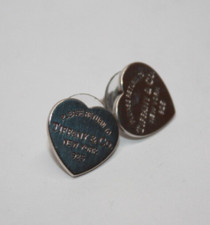 Tiffany  Co. Sterling Silver 13mm Large PRTT Heart Stud Earrings  124GRA 