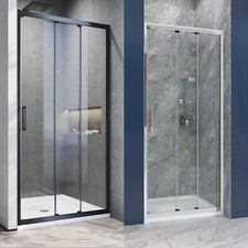 3 Panel Sliding Shower Screen Enclosure Door Silver&Black Framed 860/900/1000mm