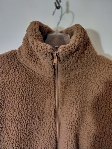 SOHO Women's Sherpa Fleece Camel Colored Zip Up Jacket With Pockets Oversized... - Picture 5 of 12
