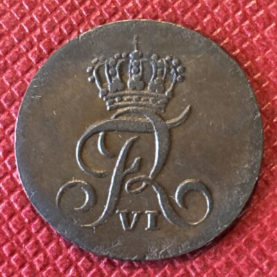 Denmark 1812-MF Copper 1 Skilling Dansk. Frederik VI. Better Grade
