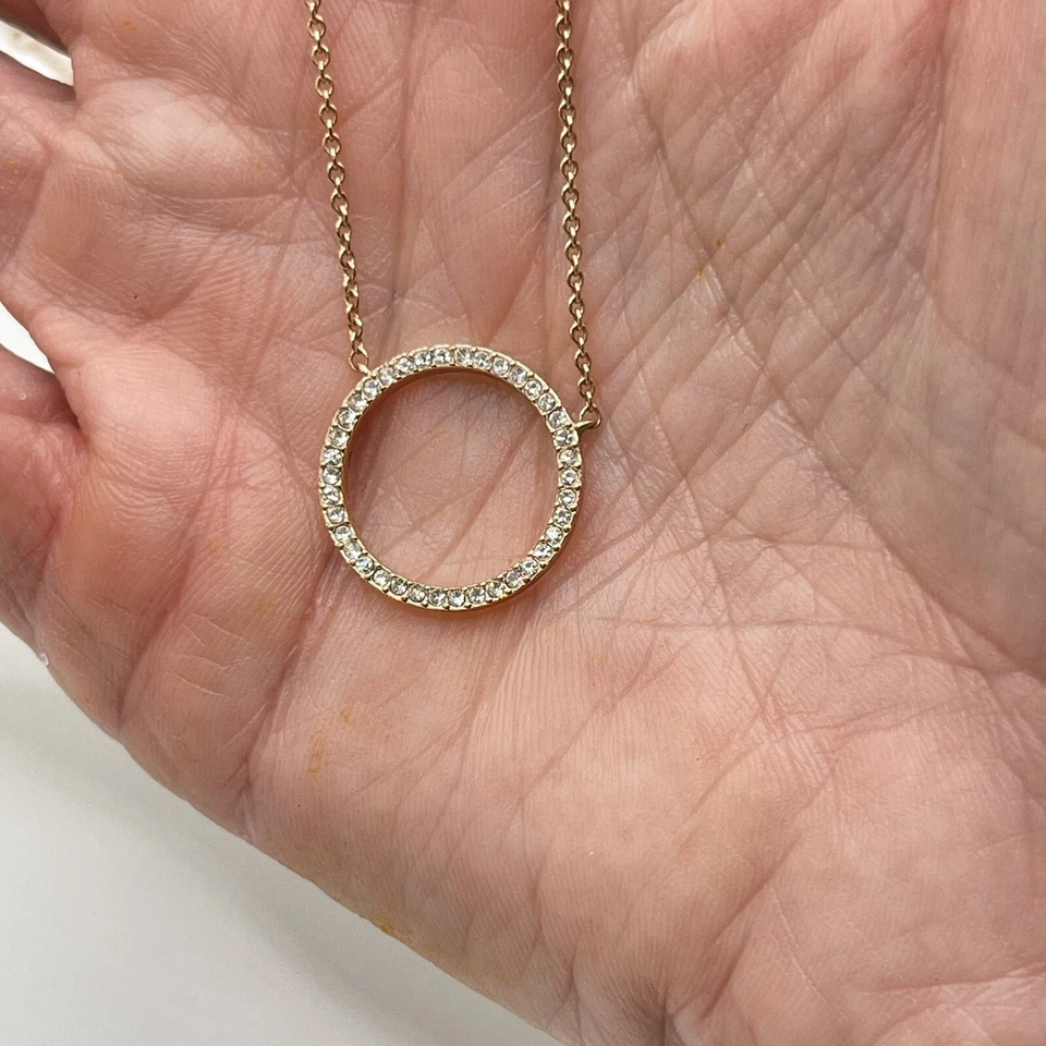 NADRI Rose Gold Pave Open Circle Pendant in Cubic Zirconia 16-18” - Image 2 of 4