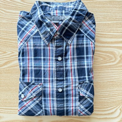 Old Navy Pearl Snap Shirt Herren Medium Blue 22'' Pit-to-Pit Designer Mode Logo