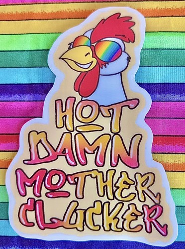 Hot Damn Mother Clucker Funny Chicken Graffiti Waterproof Gloss Vinyl Sticker - 第 1/8 張圖片