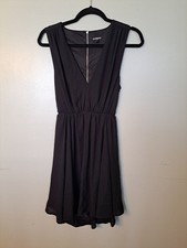 Express Black Dress Women's z 8 V Neck Midi Plunge Summer Wedding