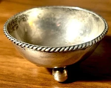 Vintage Jose Anton Taxco Sterling Silver Footed Salt Cellar/Bowl Rope Rim 14 Gr