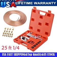 Recewill Brake Line Repair Kit 1/4 25ft Copper Pipe Flaring Tool + 20 Fittings