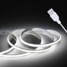 5V USB COB LED Strip Light 3.28FT 6500K White Flexible TV Backlight Cabinet DIY