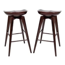 Home Square 29" Bali Swivel Bar Stool in Cappuccino - Set of 2